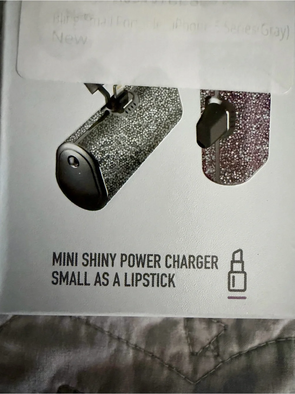 Glitter Rhinestone Portable Phone Charger - Silver